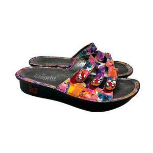 Alegria Fiona Slide Sandals Strap Leather Floral MulticolorSize 38 US‎ 8 - 8.5